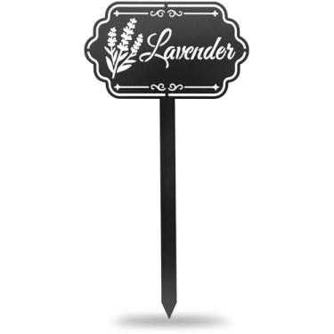 Imagem de CUTHOLLOW Marcador de plantas de metal, lavanda para uso externo, interior, à prova d'água, 30 cm, etiquetas fofas de plantas de jardim, etiqueta de sinalização para ervas, decoração de estufa de casa