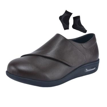 Imagem de Sapatos Ortopédicos Homem Diabéticos, Sapatos Ajustáveis ​​em Pele Com Espuma De Memória Para Artrite E Edema Para Diabéticos, Ortopédicos Fascite Plantar, Edema Inchaço Polegar(Gray,47 EU)