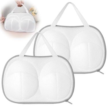 Imagem de Pacote com 2 sacos de lavagem de sutiã grandes para lavanderia, conjunto de bolsa de lavagem de sutiã para máquina de lavar com zíper bolsa de lingerie para lavar roupas delicadas sutiãs femininos