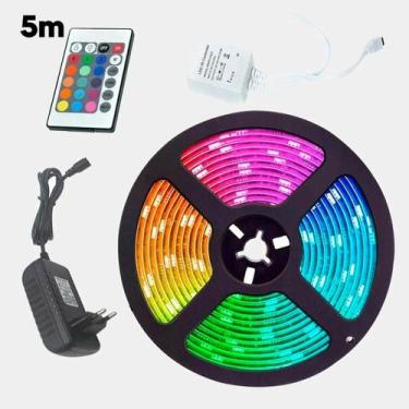 Imagem de Fita Led Rgb 5M Multicores Digital Luz Brilho Controle Fonte - Led 5M