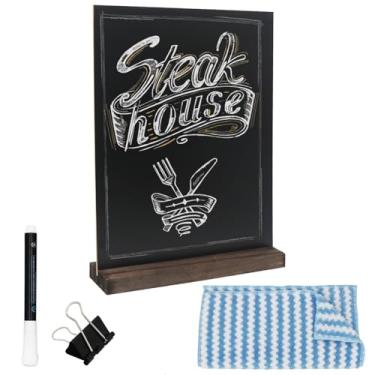 Imagem de Placa de lousa de mesa com suporte de base, 1 pacote com 21,6 x 28 cm, placas de menu de dois lados, placas de comida para festa, buffet, casamento, bar e restaurante