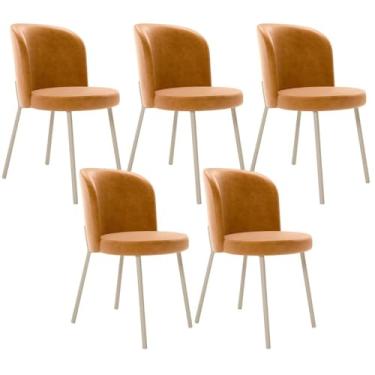 Imagem de Kit 5 Cadeiras Sala de Jantar Estofada Gavi Arena L02 Couríssimo Whisky - Lyam Decor