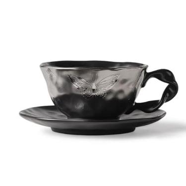 Imagem de mingpei Caneca de café com padrões florais retrô, xícara de chá, 293 g para café com leite, cappuccino, americano