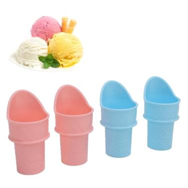 Imagem de Sonew Suporte de Colher de Cone de Sorvete, 4 Unidades, Reutilizável, Sustentável, Copo de Sorvete, Colher, Cone de Neve, Ferramenta Conveniente para Amantes de Sobremesa