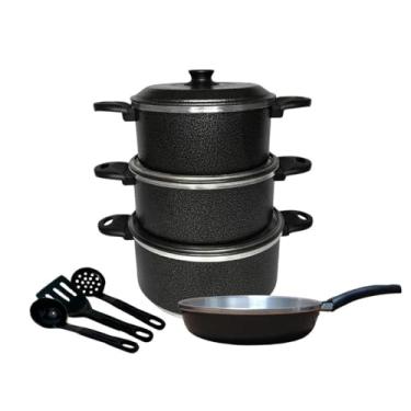 Imagem de Jogo de Panelas 7 Peças com Frigideira – Alumínio Reforçado para Cozinha do Dia a Dia