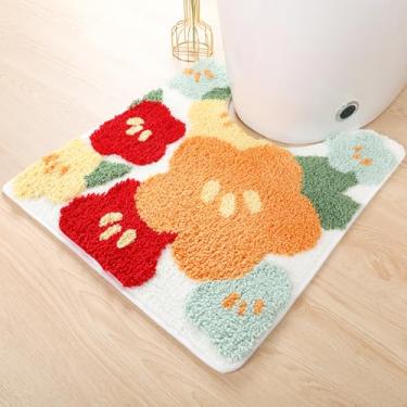Imagem de Molesun Tapete de banho floral, tapete de banheiro antiderrapante macio tapete de microfibra bonito tapete de banho para crianças, tapete felpudo grosso absorvente de água para quarto, cozinha