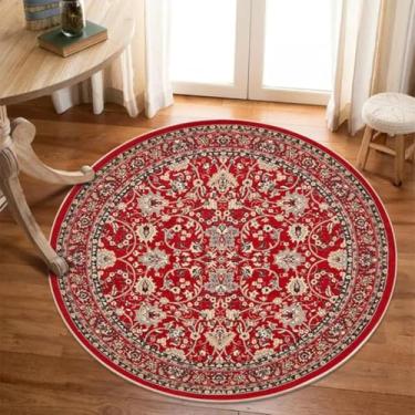Imagem de Tapete redondo de luxo, lavável, para decoração de casa, ideal para quarto, sala de estar ou sala de jogos (160 cm / 62,9 pol.)