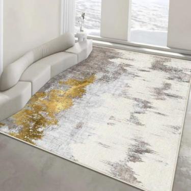 Imagem de Tapete abstrato com estampa de tinta lavada para sala de estar, quarto, área ampla, antiderrapante, lavável, decoração para casa, tapete felpudo para porta de entrada (tapete pequeno de 60x90cm/p