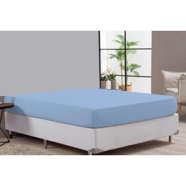 Imagem de Lençol De Cama Casal King Azul Percal 180 Fios Algodão - Beatriz Enxov