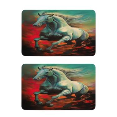 Imagem de Blueangle Conjunto de 2 ímãs de geladeira de pintura galopante de cavalo - Ímãs decorativos engraçados de geladeira de cozinha - Seguro para lava-louças e decoração magnética durável (453)