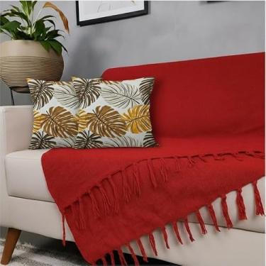 Imagem de Genérico, Kit Manta Para Sofá Vermelho + 2 Capas De Almofada Com Zíper Cor:05