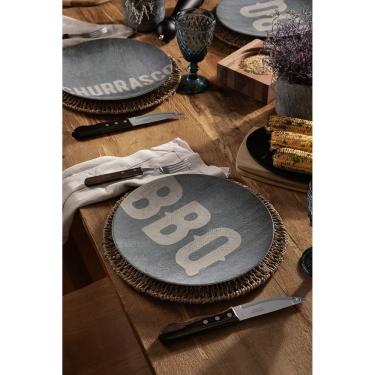 Imagem de Kit Prato Raso Tramontina Churrasco Stone Em Porcelana 28 Cm 06 Peças