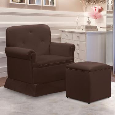 Imagem de Poltrona De Amamentação Base Balanço E Puff Lígia Sintético Marrom E03 - D'rossi