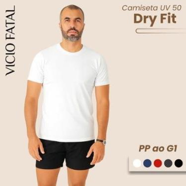 Imagem de Camiseta Masculina Dry UV 100 Manga Curta Lisa com Elastano Malha Visco Lycra Academia Treino-Masculino