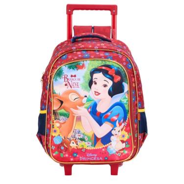 Imagem de Mochila Escolar Rodas Alças Princesa Branca De Neve