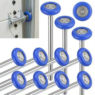 Imagem de Pacote com 20, haste de 23 cm, rolo de porta de garagem de grau comercial de nylon azul com 13 esferas, silencioso/durável e de alta carga, use rolamentos de precisão de vedação dupla 6200ZZ