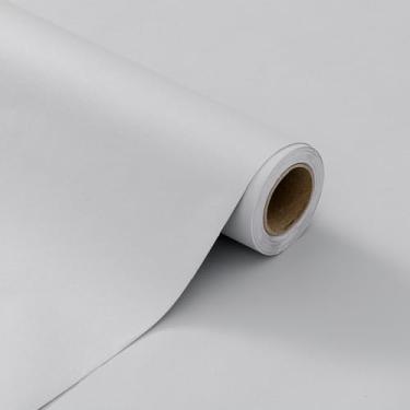 Imagem de HyunHome Papel de parede para contato com papel de parede cinza creme grande fosco sólido à prova d'água papel de contato autoadesivo 61 cm x 998 cm rolo de vinil para parede papel de parede amigável