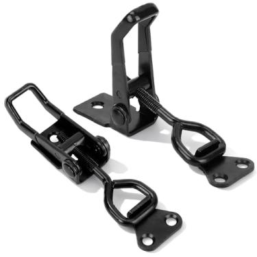 Imagem de 2 peças de braçadeira de trava preta resistente, trava ajustável de 136 kg para portas de defumadores, armários, caixas e portões