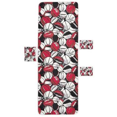 Imagem de STAYTOP Capa de toalha de cadeira de rugby vermelha, capa de espreguiçadeira macia, capas de cadeira de praia com bolsos para jardim ao ar livre, pátio, pátio, banhos de sol, gramado, 215,9 x 76,2 cm