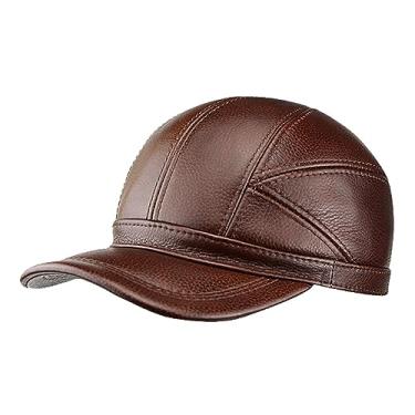 Imagem de Boné de beisebol masculino feminino de couro ajustável retrô boné de caminhoneiro casual boné de golfe para dirigir chapéu de sol (marrom-G