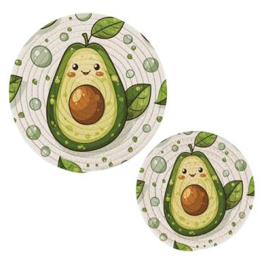 Imagem de Wassud Conjunto de tripé de abacate para pratos quentes, suportes redondos de algodão, almofadas quentes, porta-copos elegantes, decoração de cozinha e acessórios, 2 peças