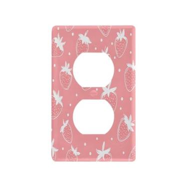 Imagem de Wassud Strawberry Line Art Light Switch Cover Plate Decorativas para Tomadas Elétricas Duplex 12 x 7 cm