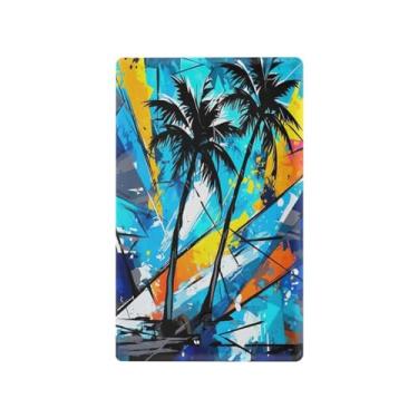 Imagem de Wassud Placa de cobertura para interruptor de luz, 1 capa de tomada em branco, placa de parede, tomadas elétricas decorativas, palmeiras pretas, decoração de sala de estar