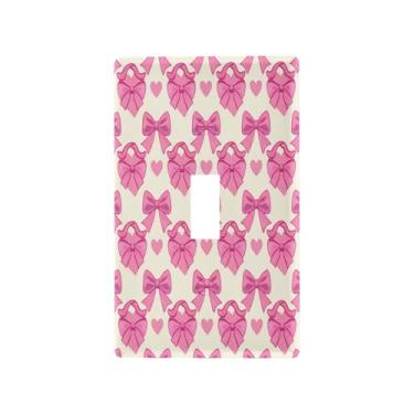 Imagem de Wassud Capa decorativa de placa de parede para interruptor de luz com laços e corações para decoração de casa, tomadas elétricas, interruptor único, 11 x 7 cm