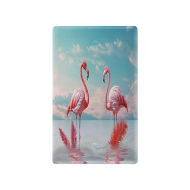 Imagem de Wassud Placa de cobertura para interruptor de luz, 1 capa de tomada em branco, placa de parede, flamingo fofo, decoração de casa, sala de estar, quarto, decoração