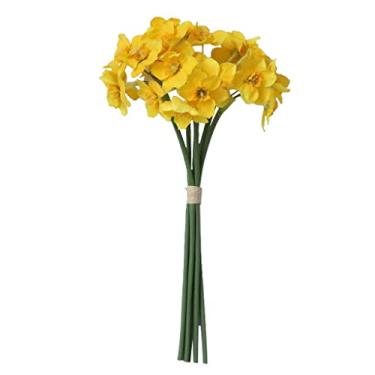 Imagem de LMJYU Flores artificiais para decoração 6 peças/pacote buquê de flores artificiais narciso orquídea flor casamento buquê de noiva para decoração de scrapbook DIY fluxo artificial