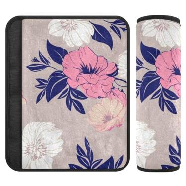 Imagem de Burbuja Capa para cinto de segurança de carro vintage Flowers Protetor de cinto de segurança de carro macio confortável para alça de ombro de assento, 1 par médio