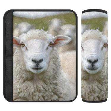 Imagem de Burbuja Capa para cinto de segurança de carro Cute Sheeps Protetor de cinto de segurança de carro macio confortável para alça de ombro de assento de carro, 1 par pequeno