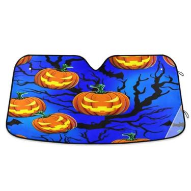 Imagem de Burbuja Para-brisa dianteiro, guarda-chuva dobrável de abóbora assustadora, viseira de sol para carro, raios UC e calor, mantenha seu veículo fresco para caminhões SUV, 144 x 80 cm