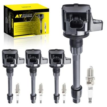 Imagem de ATURMC Conjunto de 4 bobinas de ignição UF749 e velas de ignição irídio compatíveis com Honda Civic 2015 2016 2017 2018 2019 2020 Honda Civic Fit1.5L 2.0L L4 OEM substitui # CM11121A 305205RO013