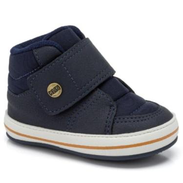 Imagem de Tênis Klin Botinha Infantil com Sola Macia Antiderrapante, Primeiros Passos, Fechamento Ajustável (Azul, Normal, BR, Criança de 1 a 3 anos, Numérico, 19)