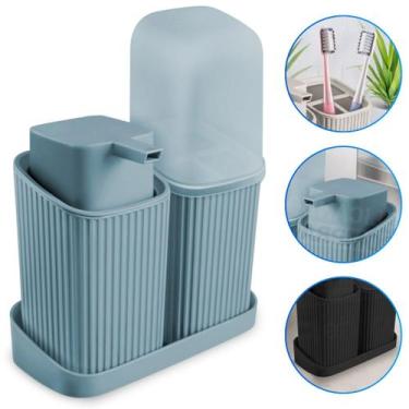 Imagem de Kit Banheiro Lavabo Decoração Luxo Porta Escovas Sabonete Líquido Com 