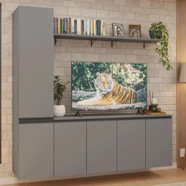Imagem de Rack Suspenso para TV até 70 Polegadas + Prateleira 200cm Cinza Nice M
