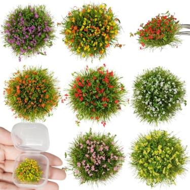 Imagem de Warmtree Kit de 14 peças grandes de grama estática com tufos espessos, arbustos de terras baixas, tufos, para trem, paisagem, cenário ferroviário, areia, militar, layout, modelo, miniatura, acessórios