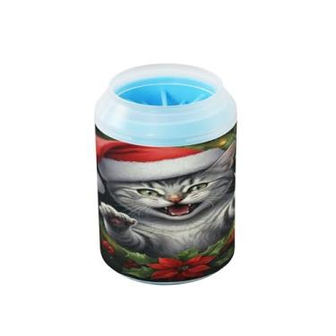Imagem de Qilmy Guirlanda de Natal para cães e gatos com cerdas de silicone, escova lavadora de pés portátil para cães e gatos pequenos, médios e grandes, limpeza de patas enlameadas