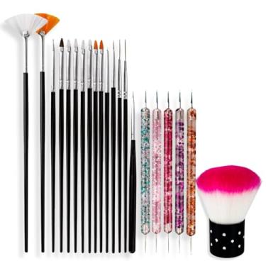 Imagem de Kit 15 Pincéis Decoração Unhas + 1 Espanador + 5 Boleadores