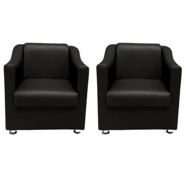 Imagem de Kit 2 Poltronas Decorativas Sofia Para Salão Consultório Corino Corano Preto