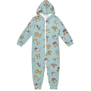 Imagem de Macacão unissex infantil desenho animado fofo cachorro azul peça única roupas para casa meninos meninas 4 anos, Cachorros fofos de desenho animado azul, 12-13 Anos