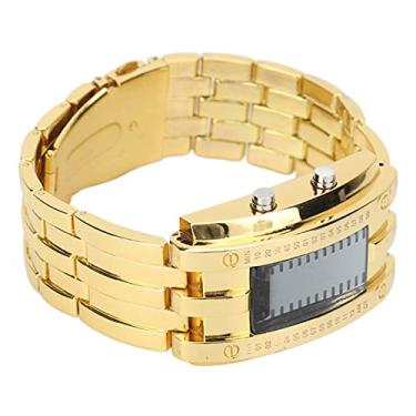 Imagem de KIMISS Relógio LED Elegante à Prova d'água Masculino - Relógio de Liga Requintado Com Display Binário - de Pulso Empresarial Elegante para Homens Em Prata (Ouro masculino)