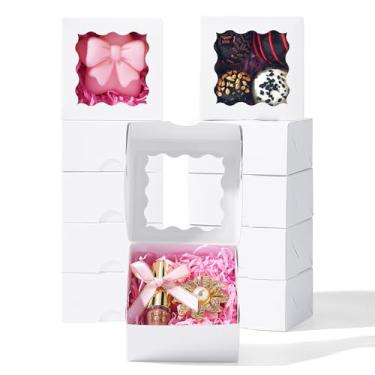 Imagem de JCXGRVC 50 caixas de presente de papel branco com janela transparente para sabonete, biscoitos e chocolates, trufas e mostrar suas guloseimas caseiras