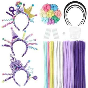 Imagem de TOAOB 330 peças de limpadores de cachimbo kit de clipes de argola limpadores de cachimbo série roxa hastes de chenille suprimentos de artesanato com pompons e instruções para arte, artesanato faça