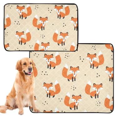 Imagem de Cute Foxes Black Spots Bege Cat Pet Pad Reutilizável Almofadas de xixi para cães, lavável, impermeável, cercadinho para cachorros, tapete absorvente, médio + grande, conjunto de 2