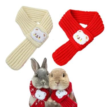 Imagem de Cachecol de coelho para animais de estimação, acessório para cachecol de Natal, aquecedor de pescoço de lã quente de inverno, adequado para coelhos, gatinhos, filhotes, furões, porquinhos-da-índia e