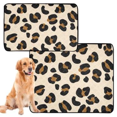 Imagem de Almofadas de xixi laváveis para animais de estimação, reutilizáveis, almofada de xixi, leopardo, marrom, bege, tapete absorvente à prova d'água para caixa de cachorro, médio + grande, conjunto de 2