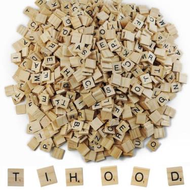 Imagem de Telhas de madeira Scrabble Letters TIHOOD 1000PCS para artesanato
