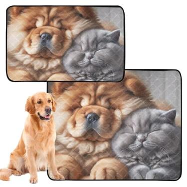 Imagem de TSENQUE Chow Chow Almofadas laváveis para cães e gatos dormindo para cães, tapete de xixi reutilizável para filhotes de cachorro, tapete absorvente à prova d'água, antiderrapante, pequeno x pacote com